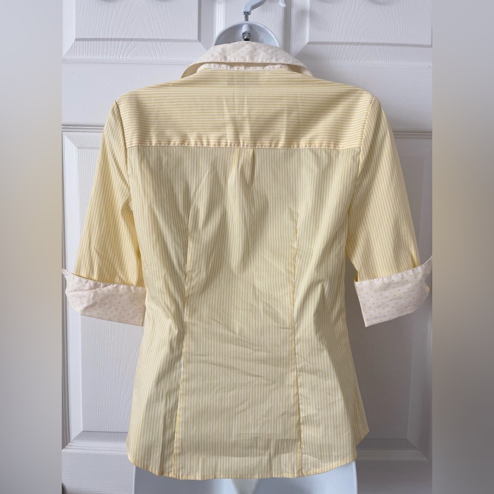 Bebe Y2K RARE Vintage Yellow Striped Blouse with Ruffle Detail. Size Small. - Picture 9 of 9